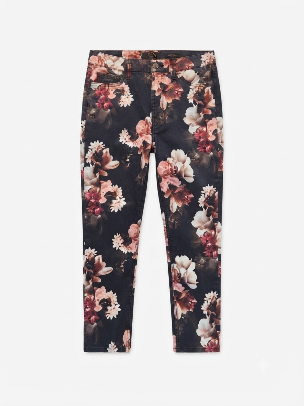 Jen7 Jeans Women Size 8 Black Floral Ankle Skinny Pants 7 For All Mankind⁠ Chic
